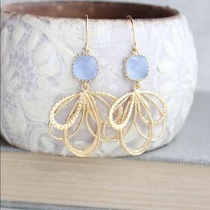 Periwinkle gold plated earrings and bracelet set